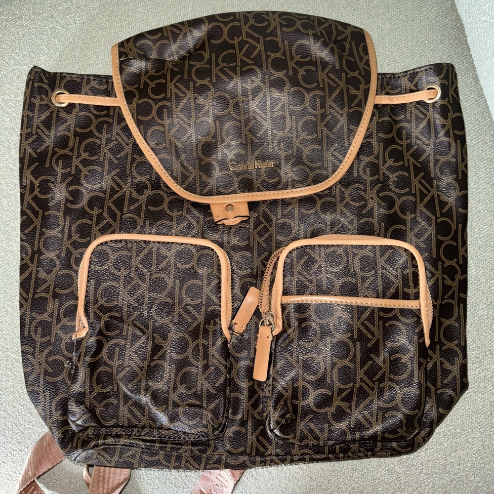 Calvin Klein Tan Monogram Backpack